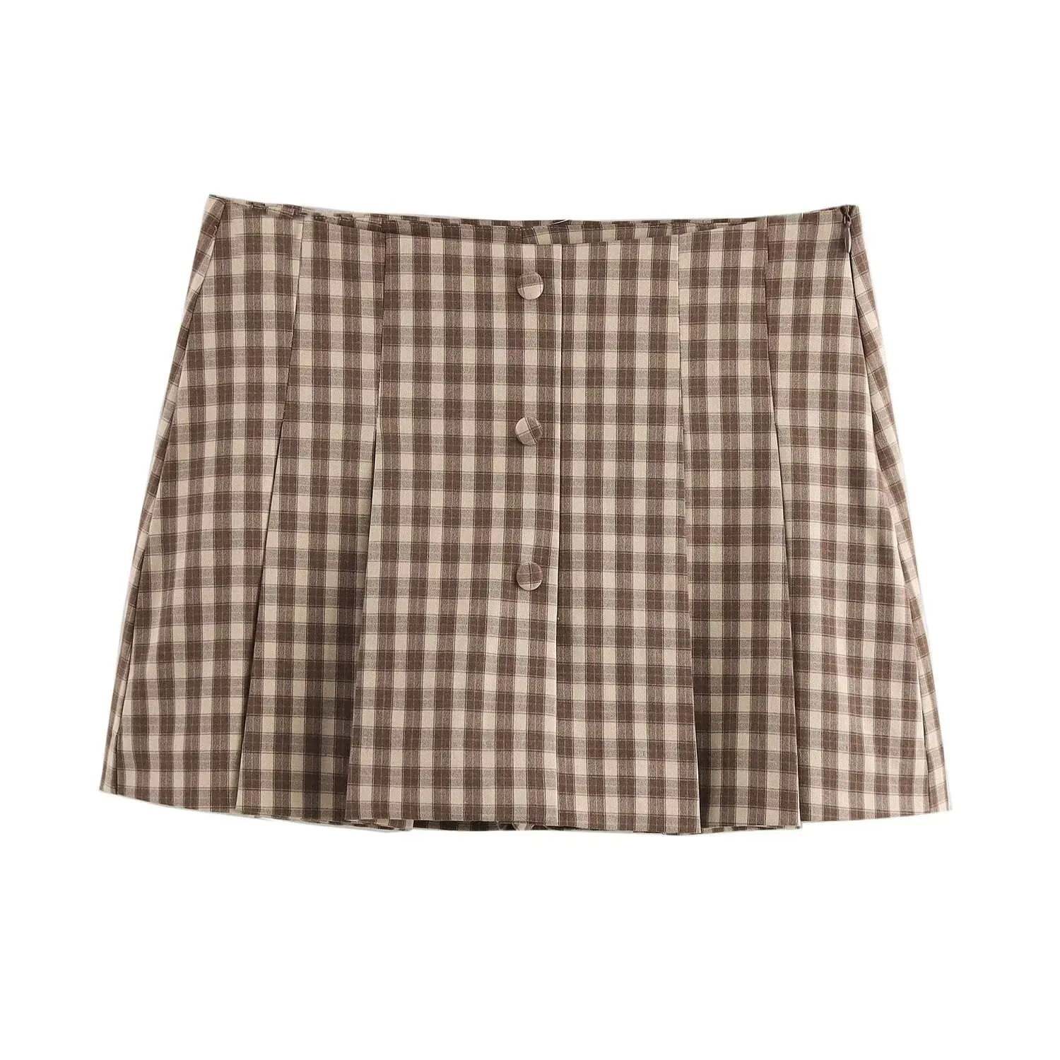 Tangada 2025 Mode Frauen Plaid Muster Rock Shorts Hohe Taille Weibliche Shorts 6x0471