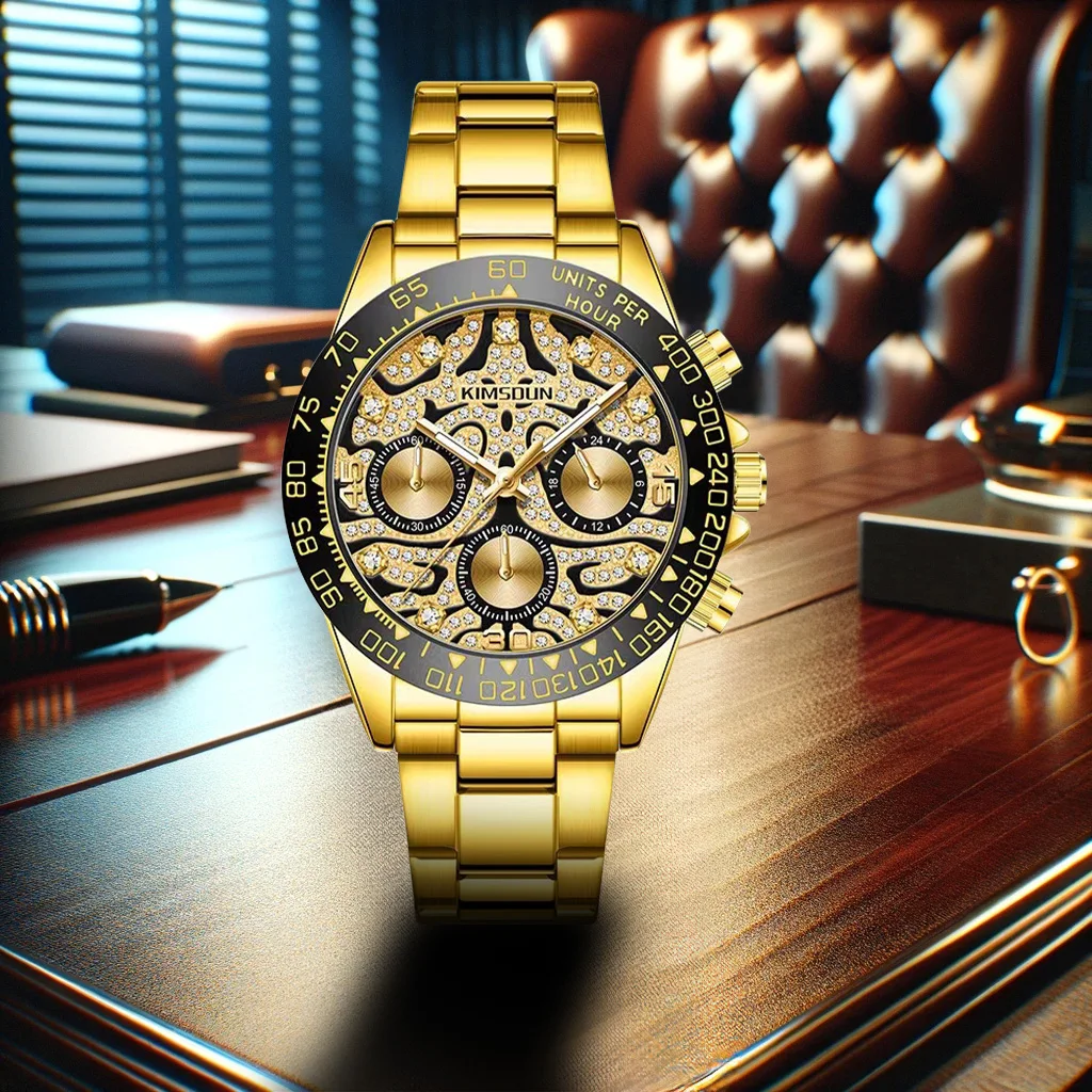 New Gold Business Style High end Fashion Versatile Fully Automatic Men\'s Luminous Quartz Watch