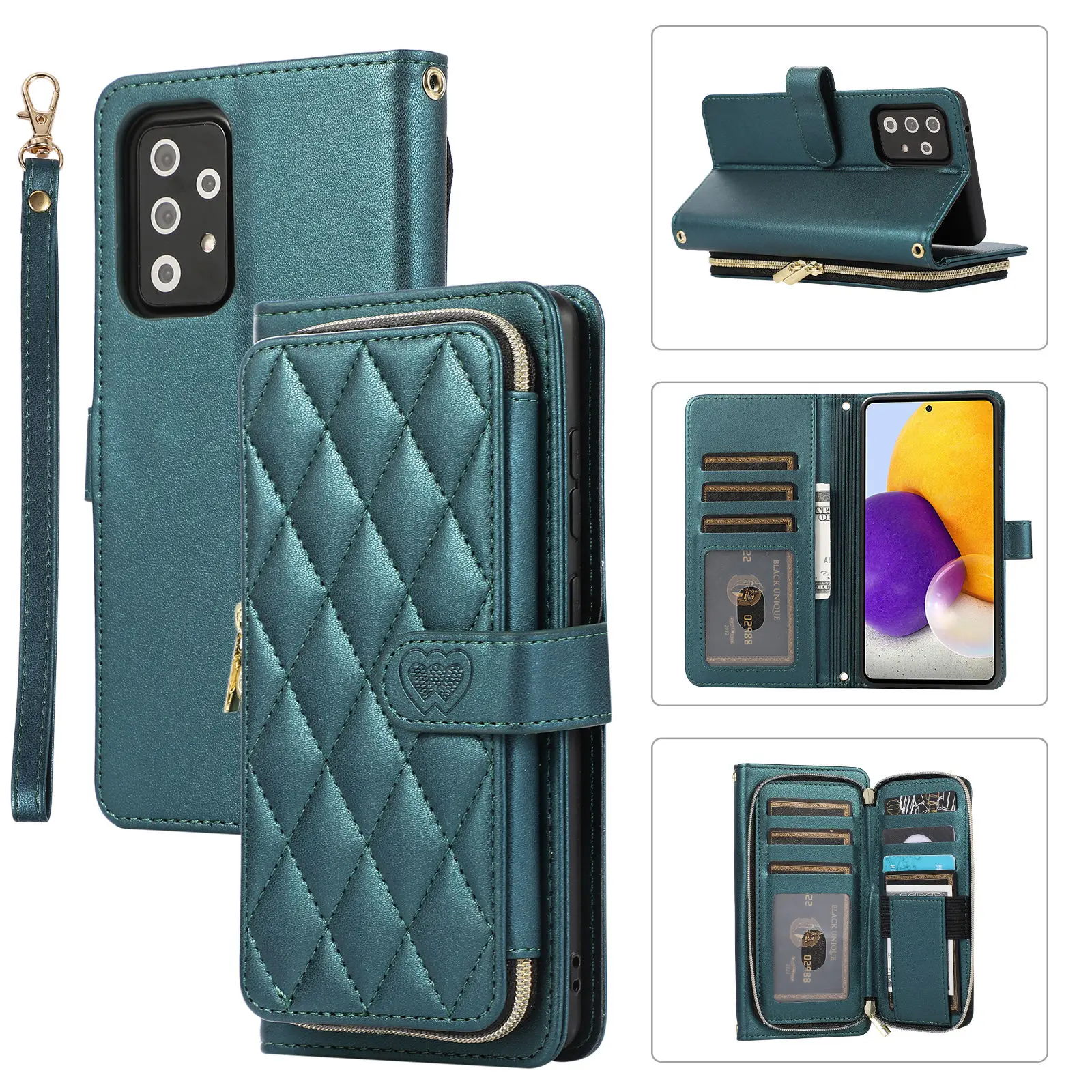 Crossbody Wallet Case for Samsung Galaxy A54 A15 A25 A35 A55 A73 A05 A05S A73 A24 A31 A22 A72 5G,PU Leather Zipper Handbag Cover