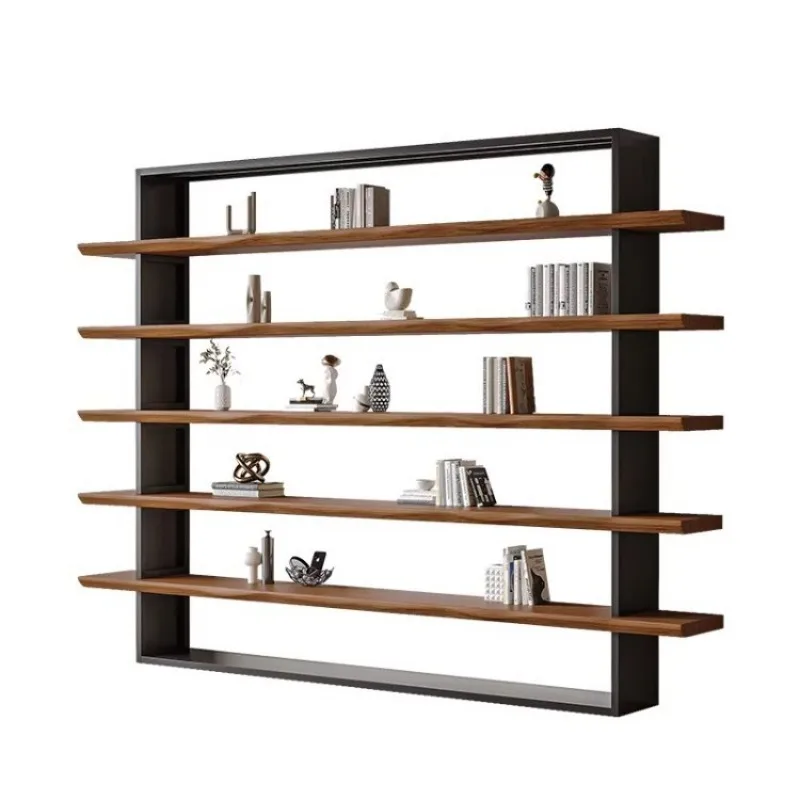 

Office: solid wood wall-walled shelf, study, living room, multi-storey display and storage shelf, wrought iron floor-to-ceiling