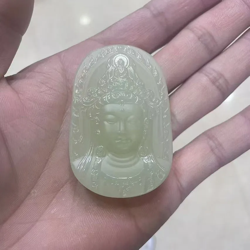 Male and Female Couple's White Jade Dragon and Phoenix Pair Jade Pendant Afghan White Crescent Dragon and Phoenix Pair view 4