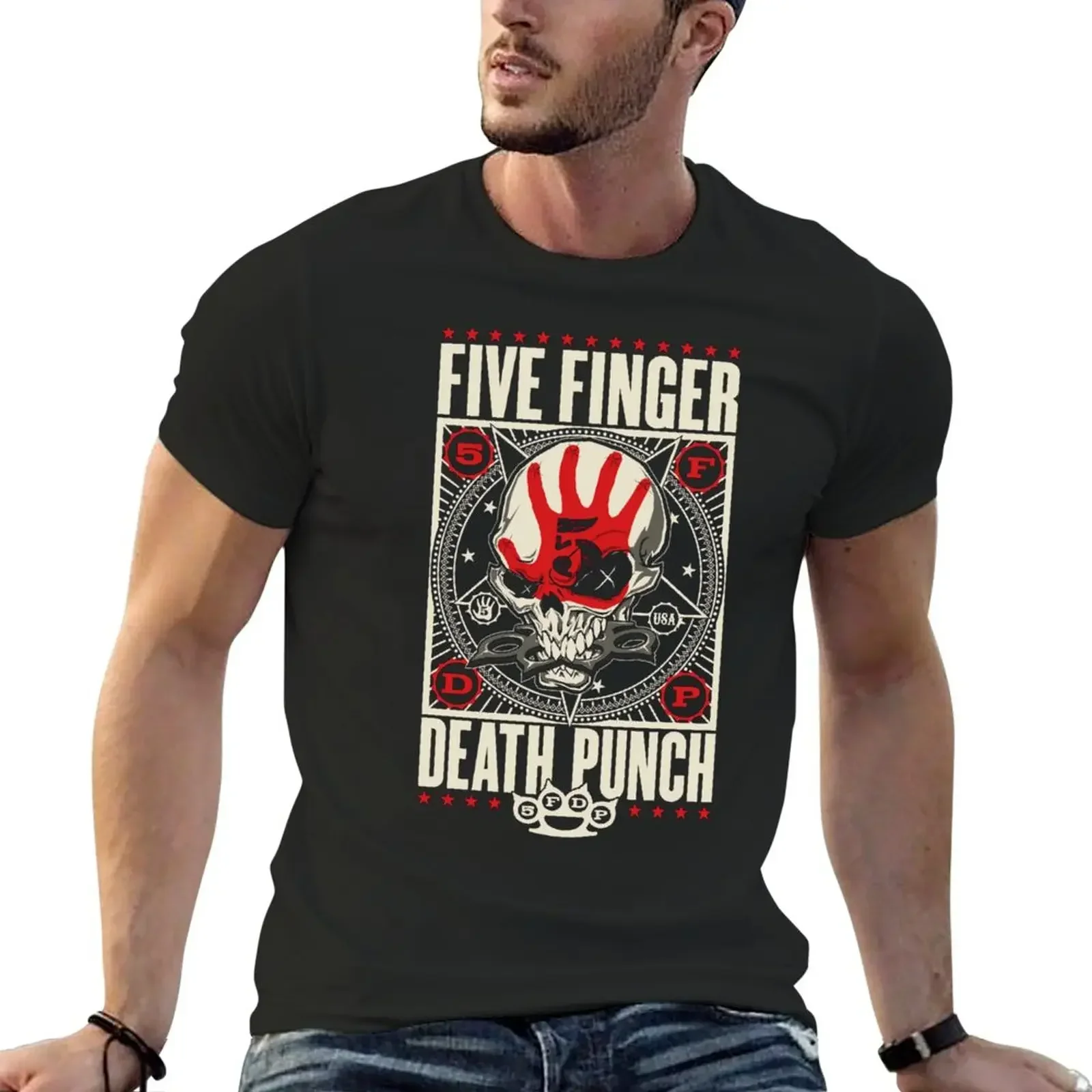 five finger dea th punch Anime Graphic T-shirts for Men Clothing Women Tees High Quality 100%Cotton Short Sleeve