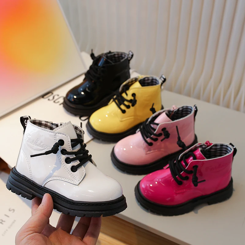 

2025 New Children Ankle Shoes Leather Waterproof Tide Kids Boots Girls Boys Fashion Boots Anti-Slippery Spring Autumn