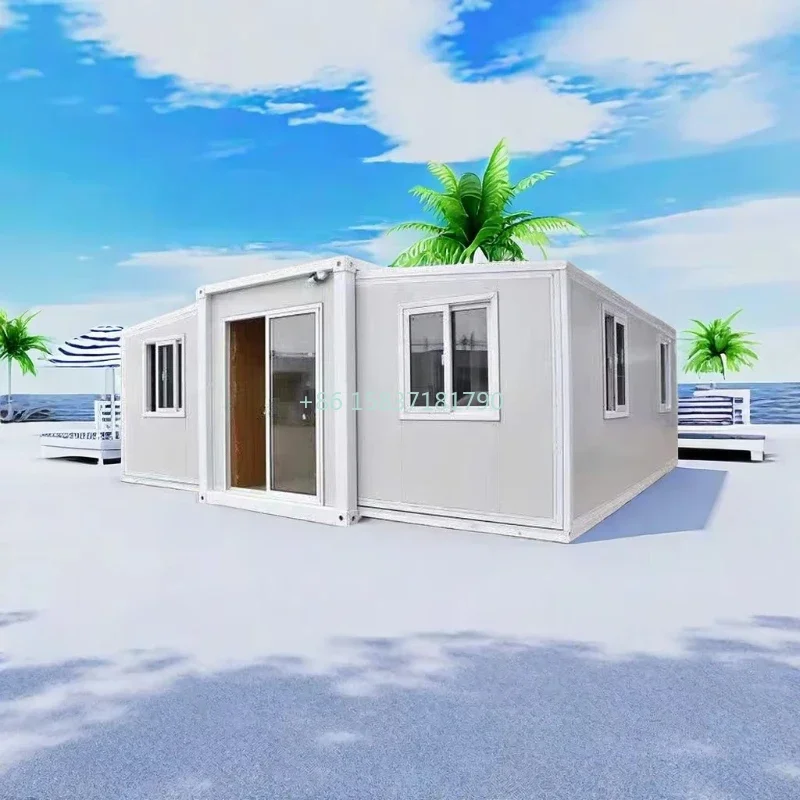 Double Wing Container House Flat Expandable Tiny House Folding Prefabricated Container Home Windproof Safety Container House