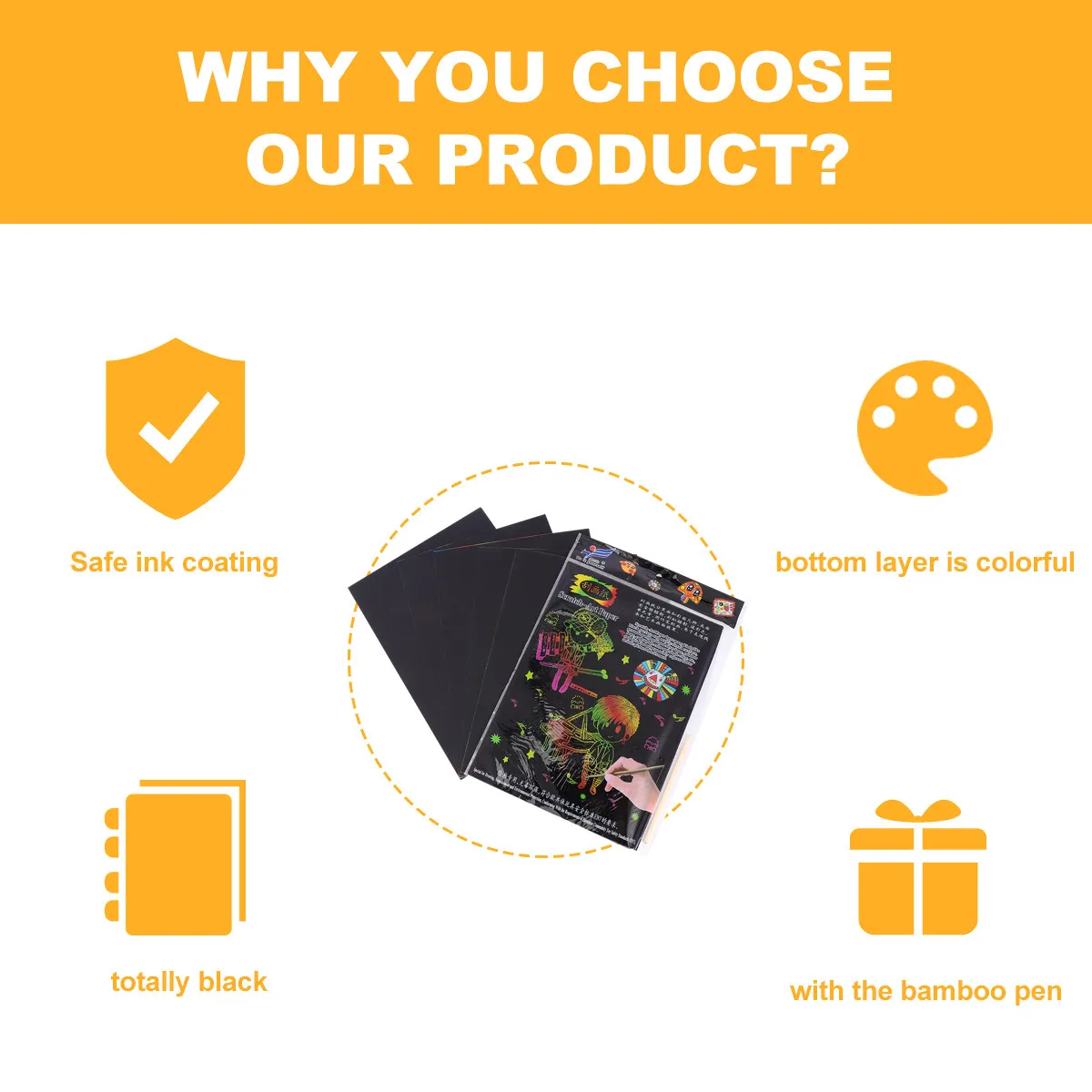 

Набор из 2 упаковок бумаги для рисования по методу скретчинга для детей, 10 листов, на черной основе, для творчества и развития воображения