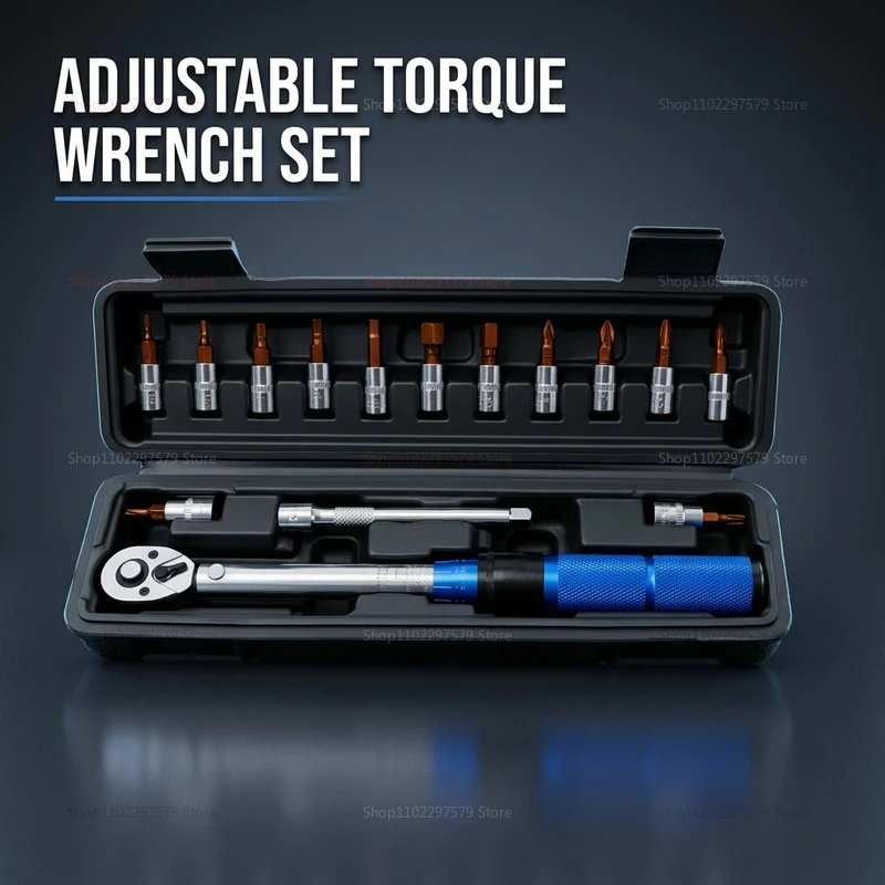 Bicycle Torque Wrench Set 1/4 Inch Adjustable Wrench Kit for Bike Maintenance Repair and Assembly Suitable for Road Mountain