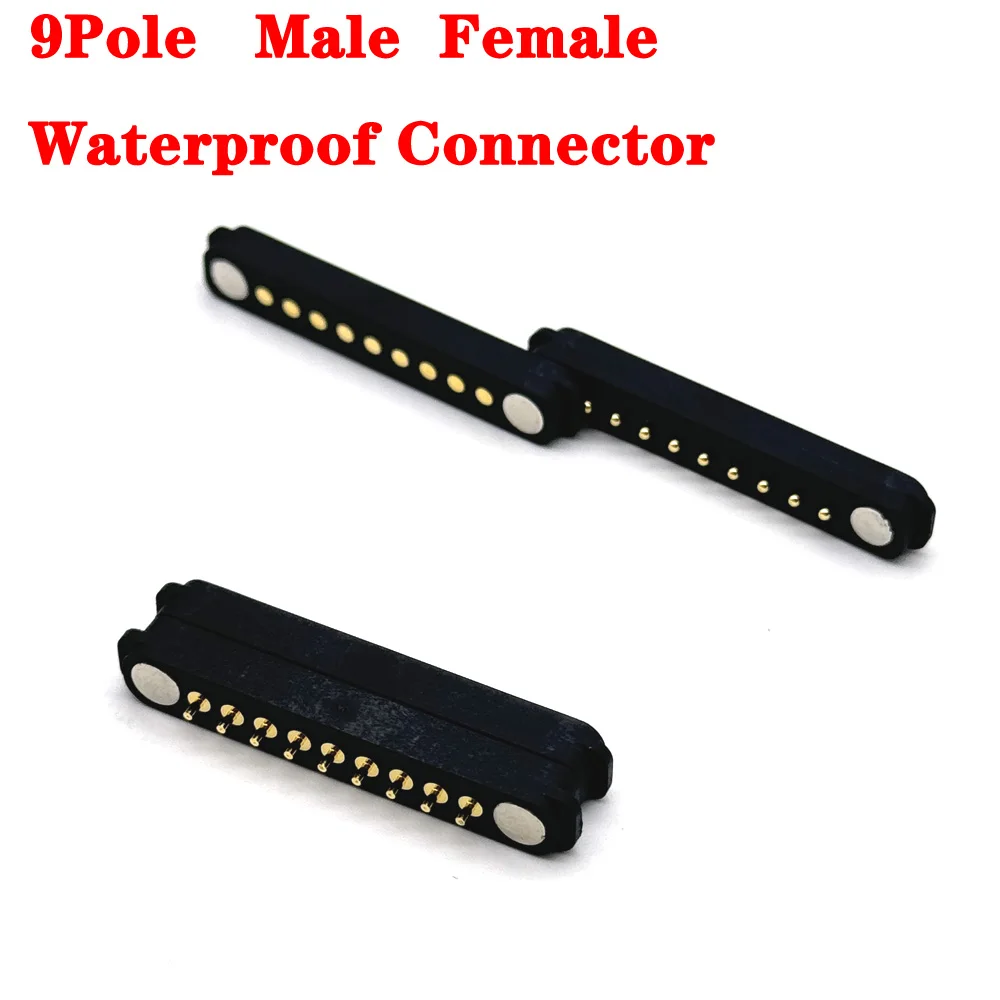 

100Pair 9Pin spacing 2.54mm DC Magnetic Pogo Pin Connector Pogopin Male Female Spring Loaded Waterproof DC Power Socket