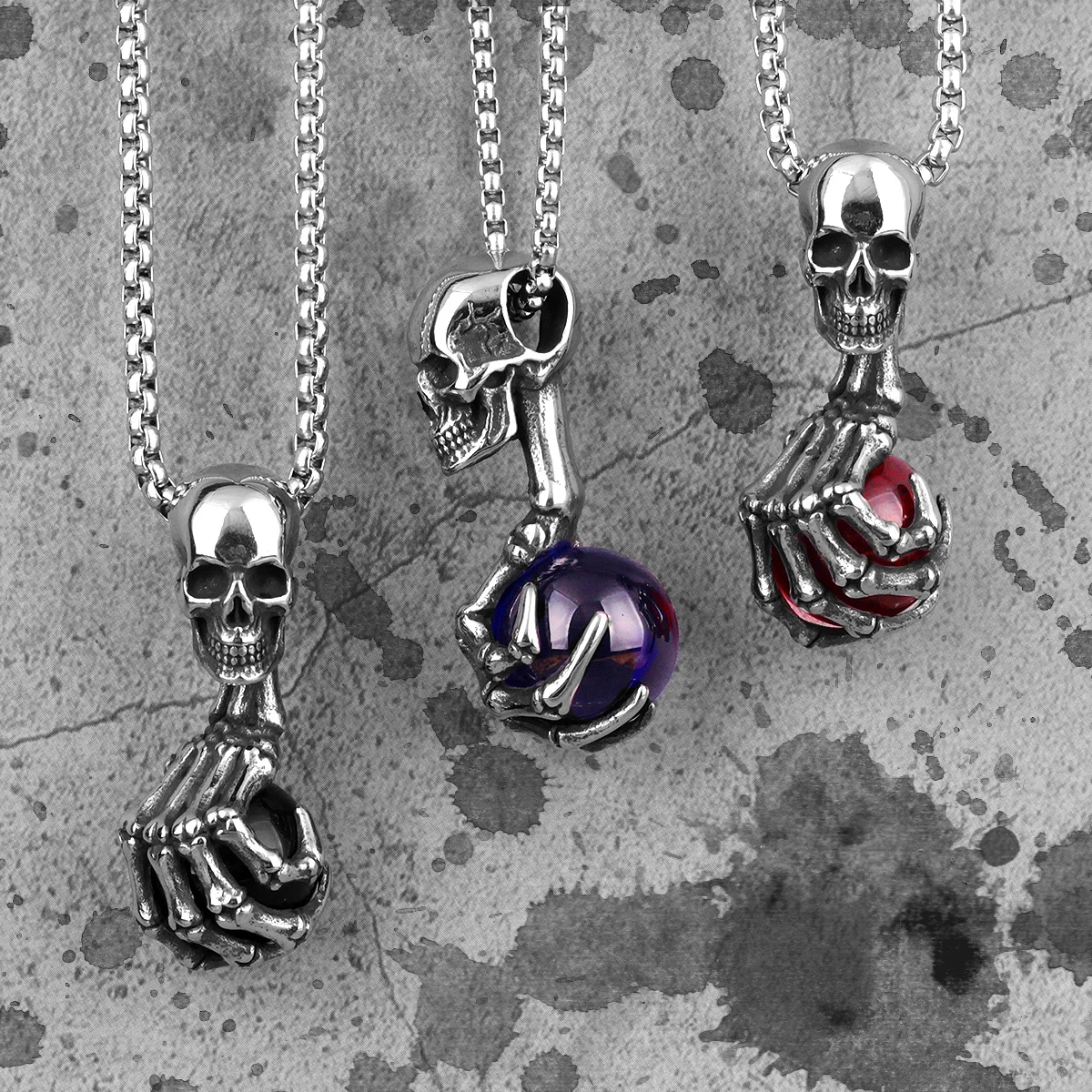 

Skull Claw Beads Gothic Punk Men Necklaces Pendants Chain for Boyfriend Male Stainless Steel Jewelry Creativity Gift Wholesale