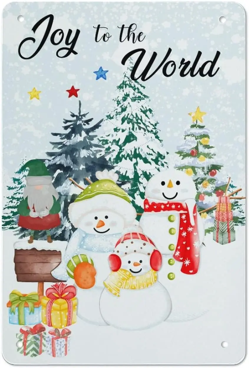 Christmas Merry Christmas Gnome Sign Winter Wreath Metal Tin Sign Winter Holiday Xmas Wall Plaque for Home Garden Farmhouse sign