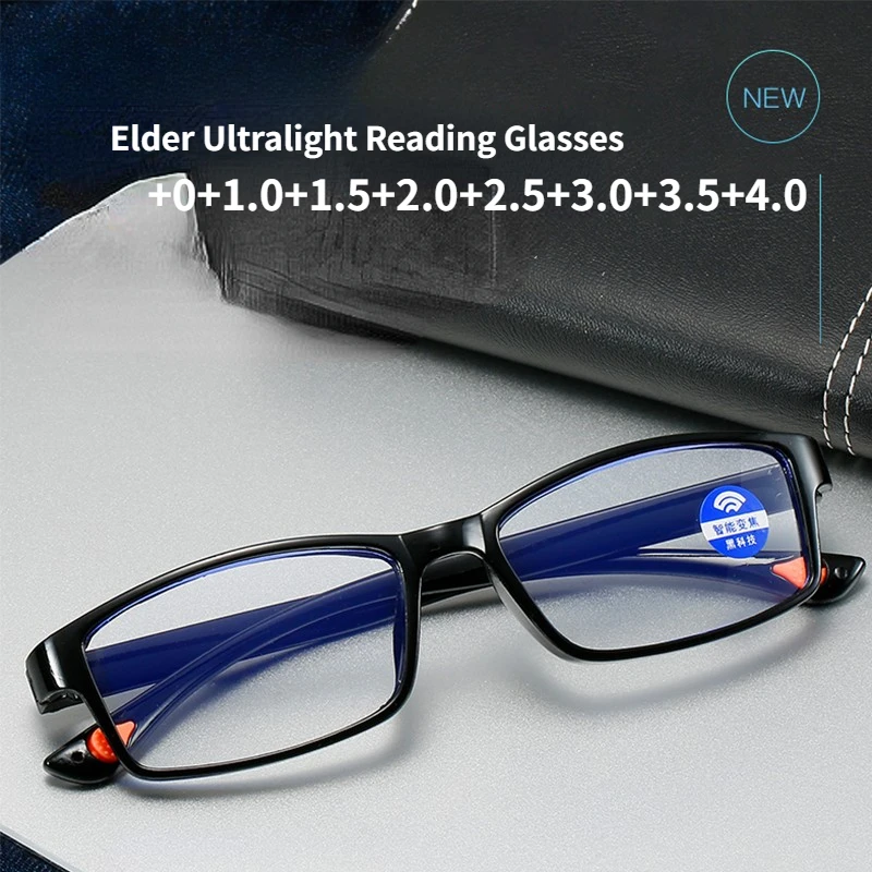 Elder Ultralight Reading Glasses for Men Women Retro HD Lens Blue Light Blocking Eyewear Classic Square Far Sight Eyeglasses