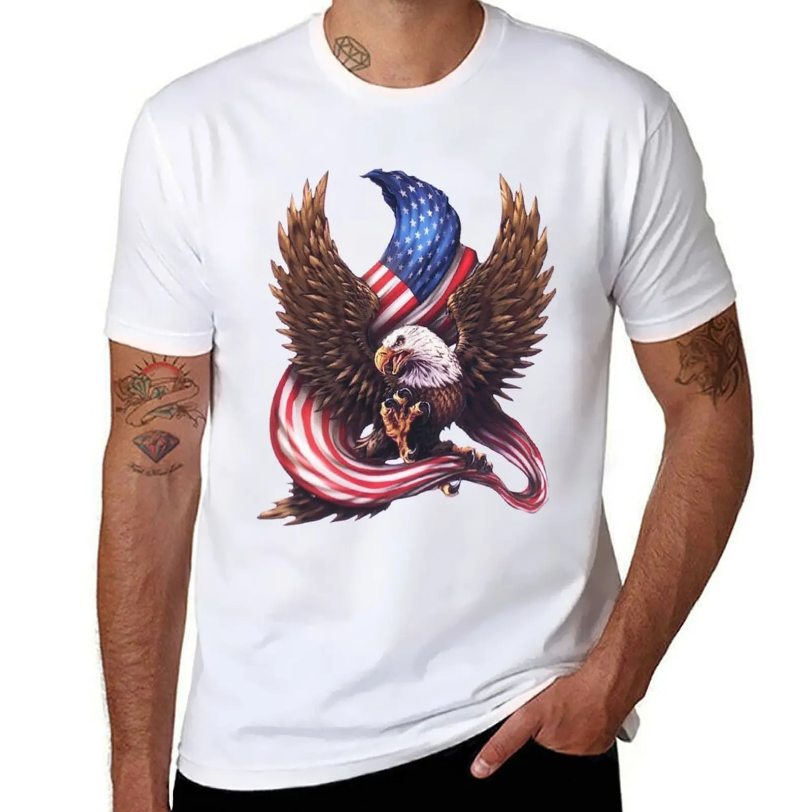 

USA Flag Bald Eagle American Flag T-Shirt t shirt man casual man t shirts for men casual T-Shirt