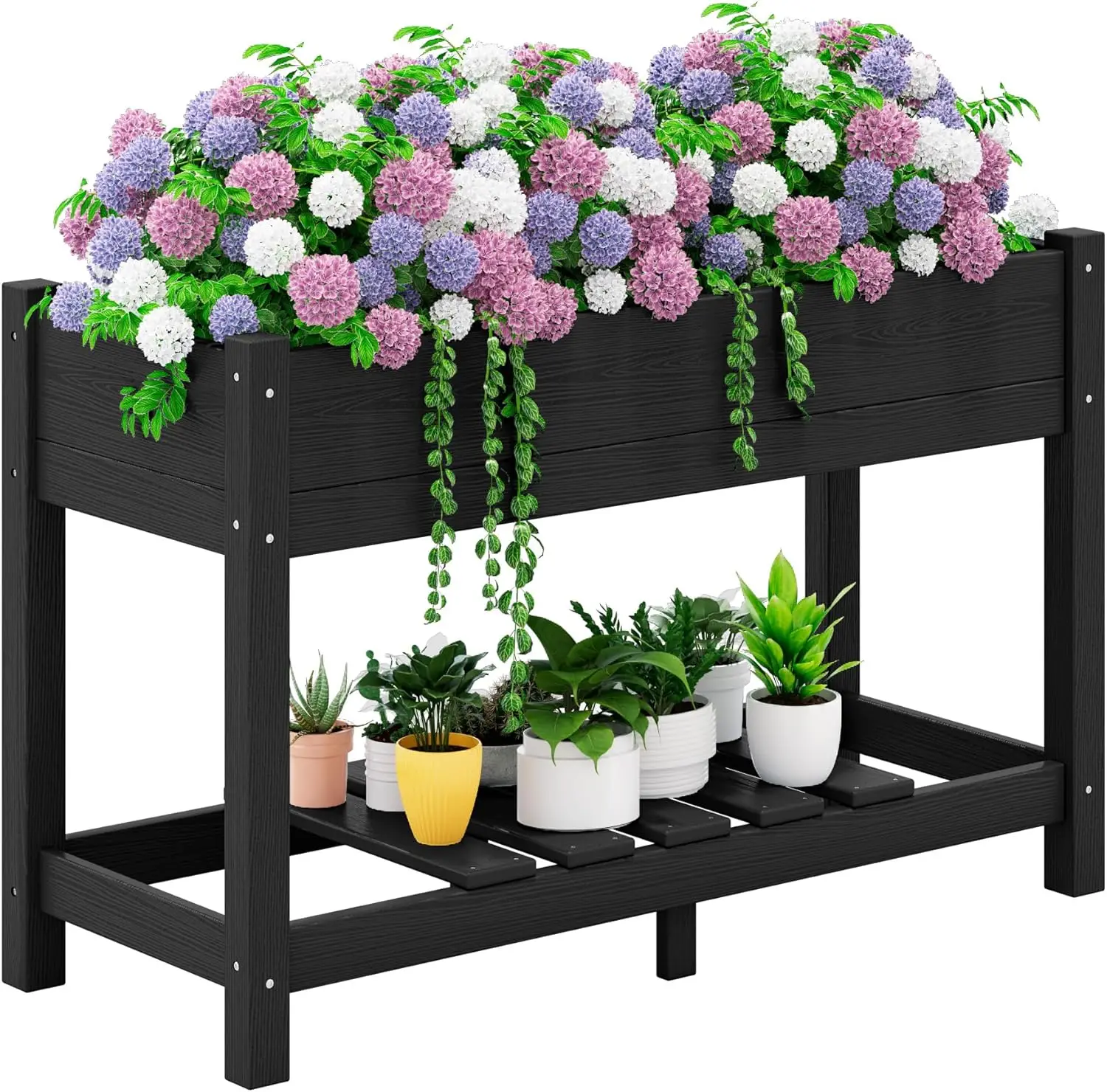 

Raised Garden Bed with Legs, 43"×17"×30" Large HDPE Elevated Planter Box for Vegetables Flower Herb Patio, All Weather
