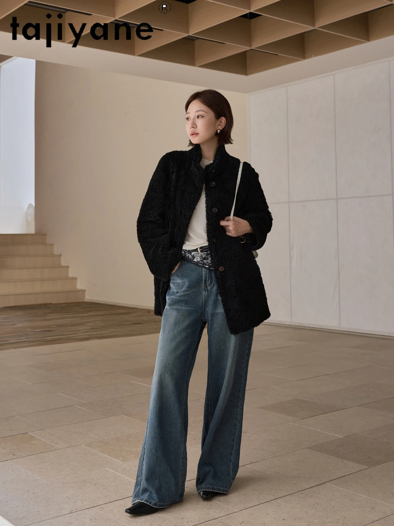 TAJIYANE الطبيعية ميرينو صوف الغنم مزدوجة الوجه معطف الفرو امرأة أنيقة سترات من الفرو الحقيقي 2025 الشتاء ملابس حريمي ropa mujer