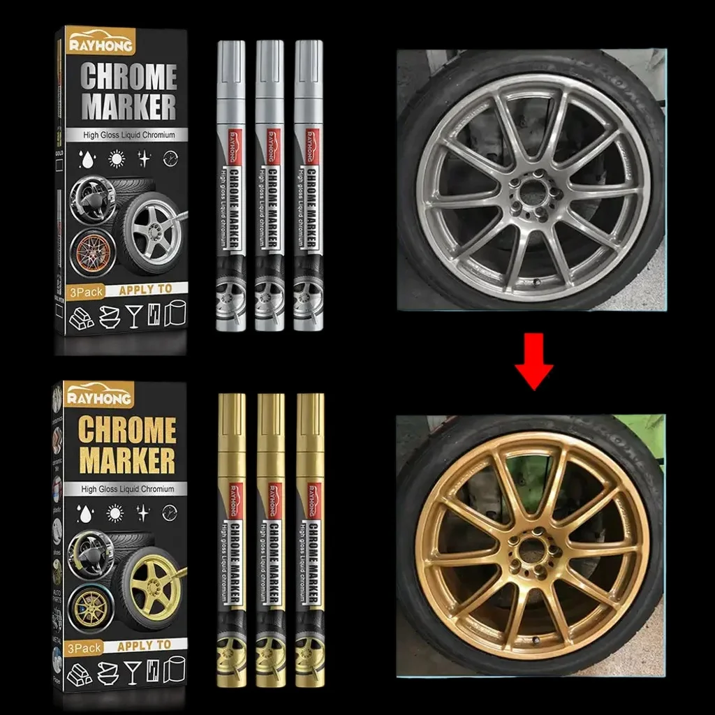 

3 шт. хромированный маркер-перманентная металлическая краска для маркировки шин автомобиля, велосипеда