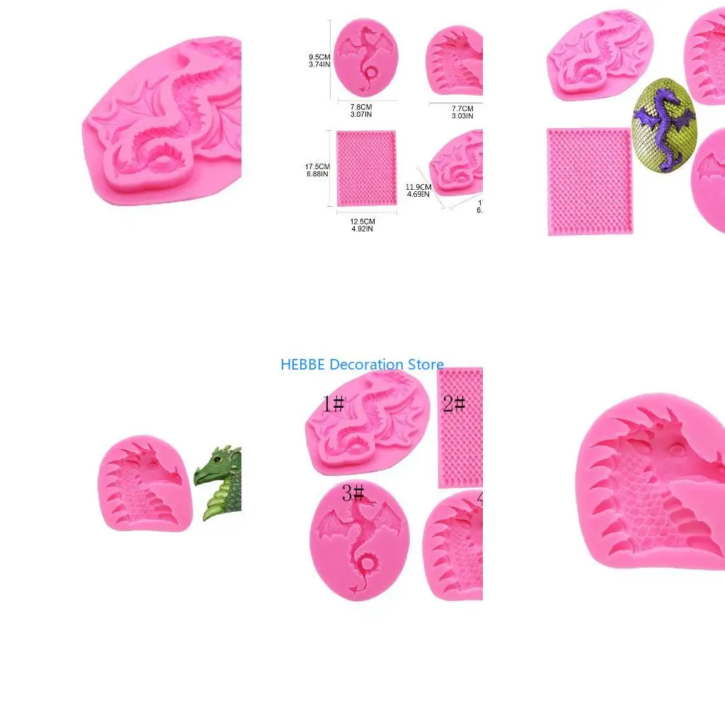 B0KC Dinosaur Fish Scales Shaped Fondant Cake Decorating Silicone Mold Chocolate Mold