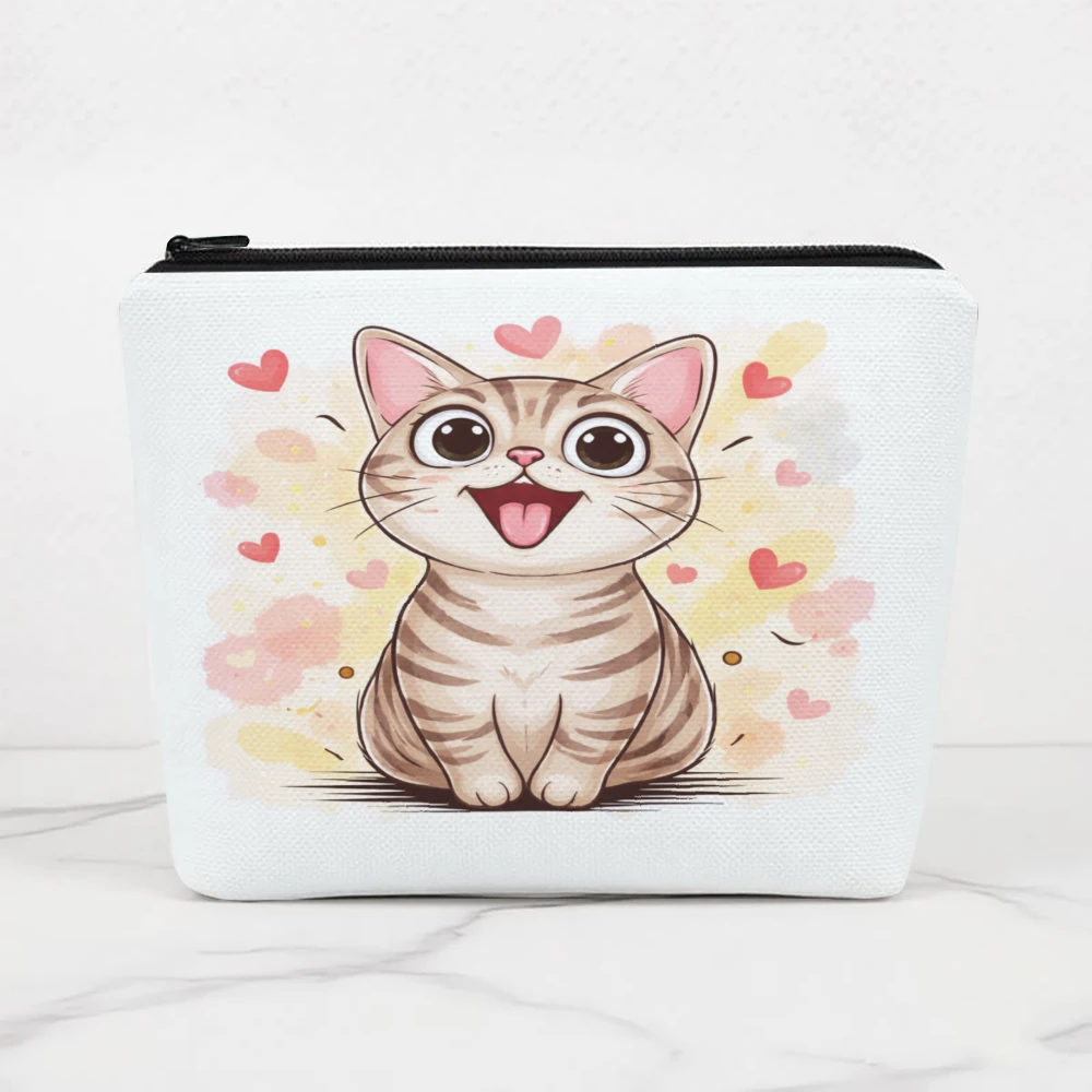 

Косметички с милым котиком и сердечками для девочек, несессер, пенал, дорожный органайзер