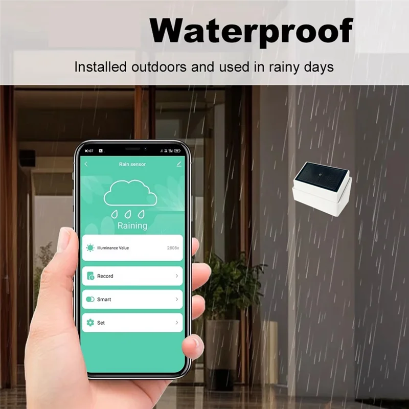 A29F-Tuya Zigbee Rain Sensor 2-In-1 Light Detector Rainwater Detector Support Tuya APP Remote Control