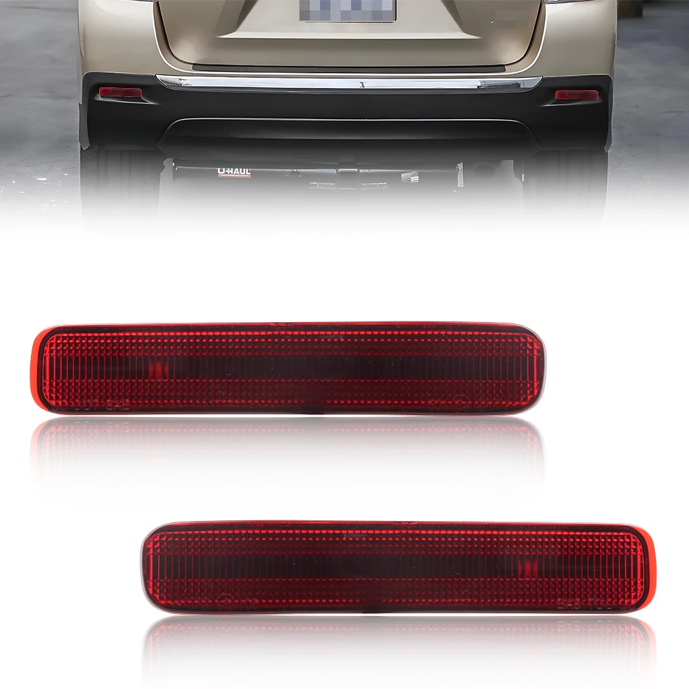 2Pcs Rear Bumper DRL Light Reflector Light Tail Light Brake Light For 2011 2012 2013 Toyota Highlande No Bulb/Socket Included