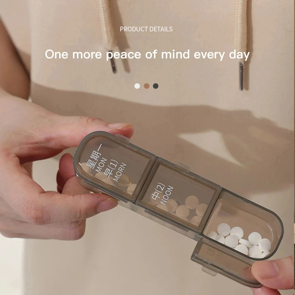 منظم صندوق حبوب منع الحمل الأسبوعي ، 3 أقسام قابلة للإزالة ، مريحة للحمل ، ترتيب معقول لصحة الدواء ، تخطيط التغذية #4