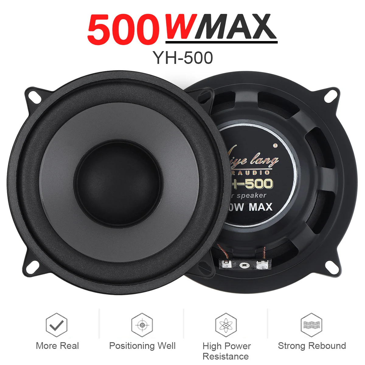 2pcs Car Speakers 5 Inch 500W 2- Way Vehicle Door Subwoofer Car Audio Music Stereo Full Range Frequency Automotive Speaker