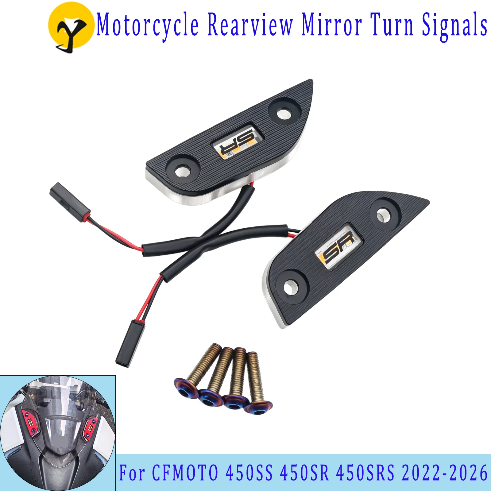 For CFMOTO 450SS 450SR 450SRS 2022-2026 motorcycle retrovisors seat cover decorative LED light mirror base light