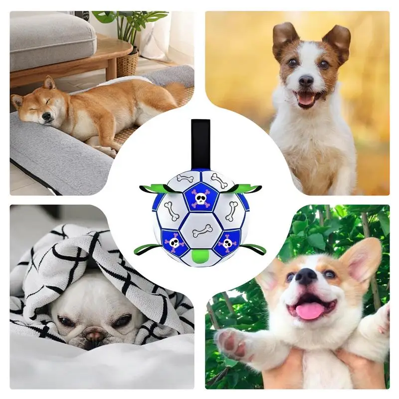 Dog Toy Ball Outdoor Dog Training Toy Soccer Ball Smallto Large Animals Tug Of War Companion For Backyard Lawn Yard Beach Garden view 5