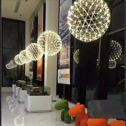 Italy Designer Assembled Spark Ball Led Chandeliers Firework Stainless Steel Loft Living Room Remote Pendant Lamp Indoor Decor