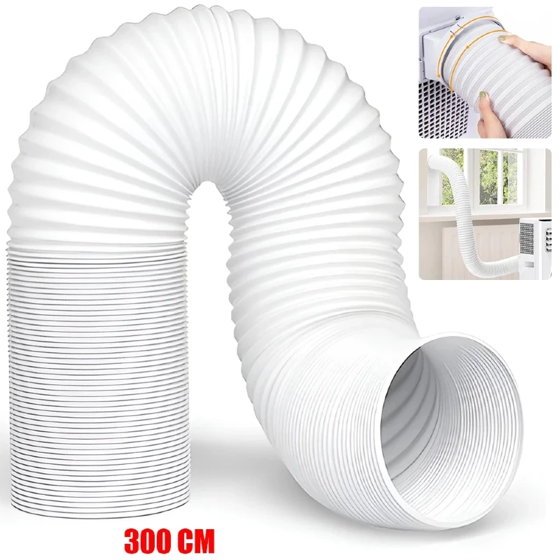 300cm Duct Extension Pipe Telescopic Flexible Air Conditioner Exhaust Hose 15cm Exhaust Hose Connector Interface