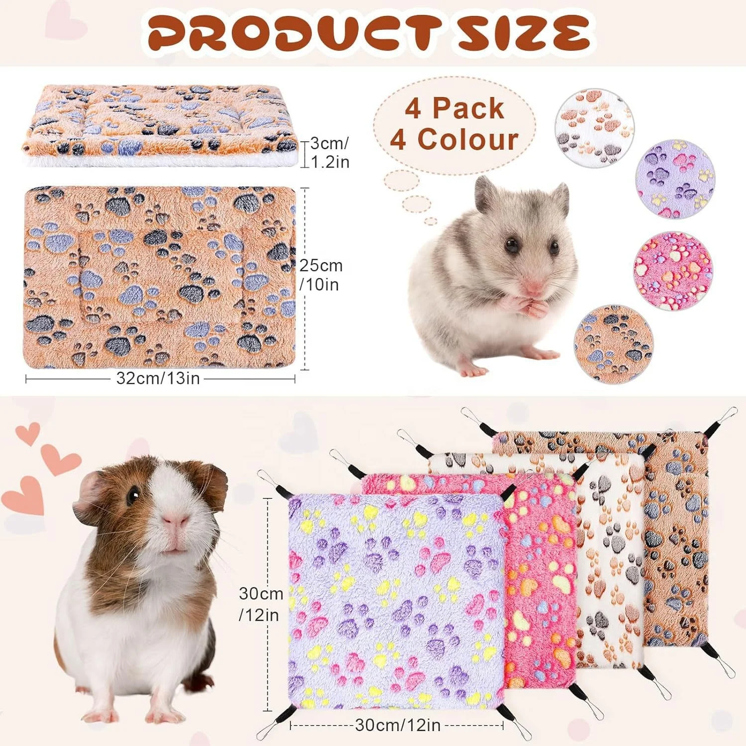 8-Piece Small Pet Hammock Mattress Set Honeydew Flying Squirrel Hamster Ferret Plush Warm Hanging Bed for Carrying Pets