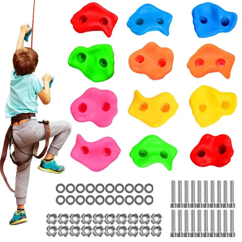 Rock Climbing Wall For Kids Colorful DIY Climbing Wall Grip Kits For Playground Play Set Playground Accessories For Backyard