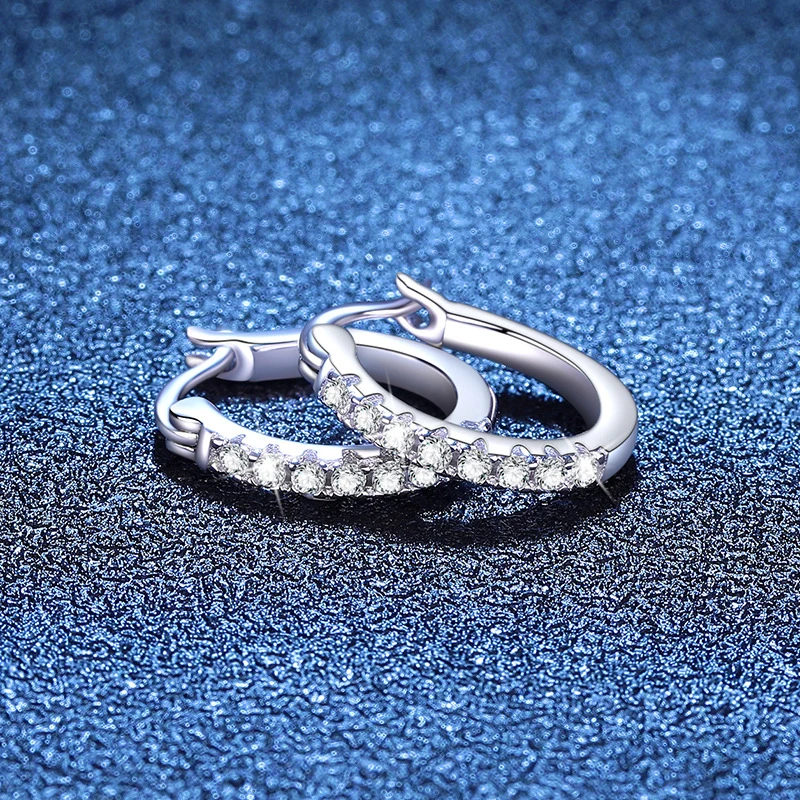 NeeTim Full D Color Moissanite Earring 925 Sterling Sliver with Plated White Gold Hoop Earring for Women Wedding Party Jewelry