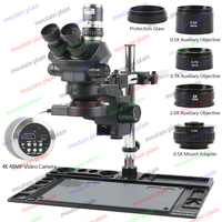 Stereo Trinocular Microscope 3.5X-50X 100X Simul-Focus 7050  55MP 48MP 24MP 4K 1080P HDMI USB Video Camere Aluminum Workbench