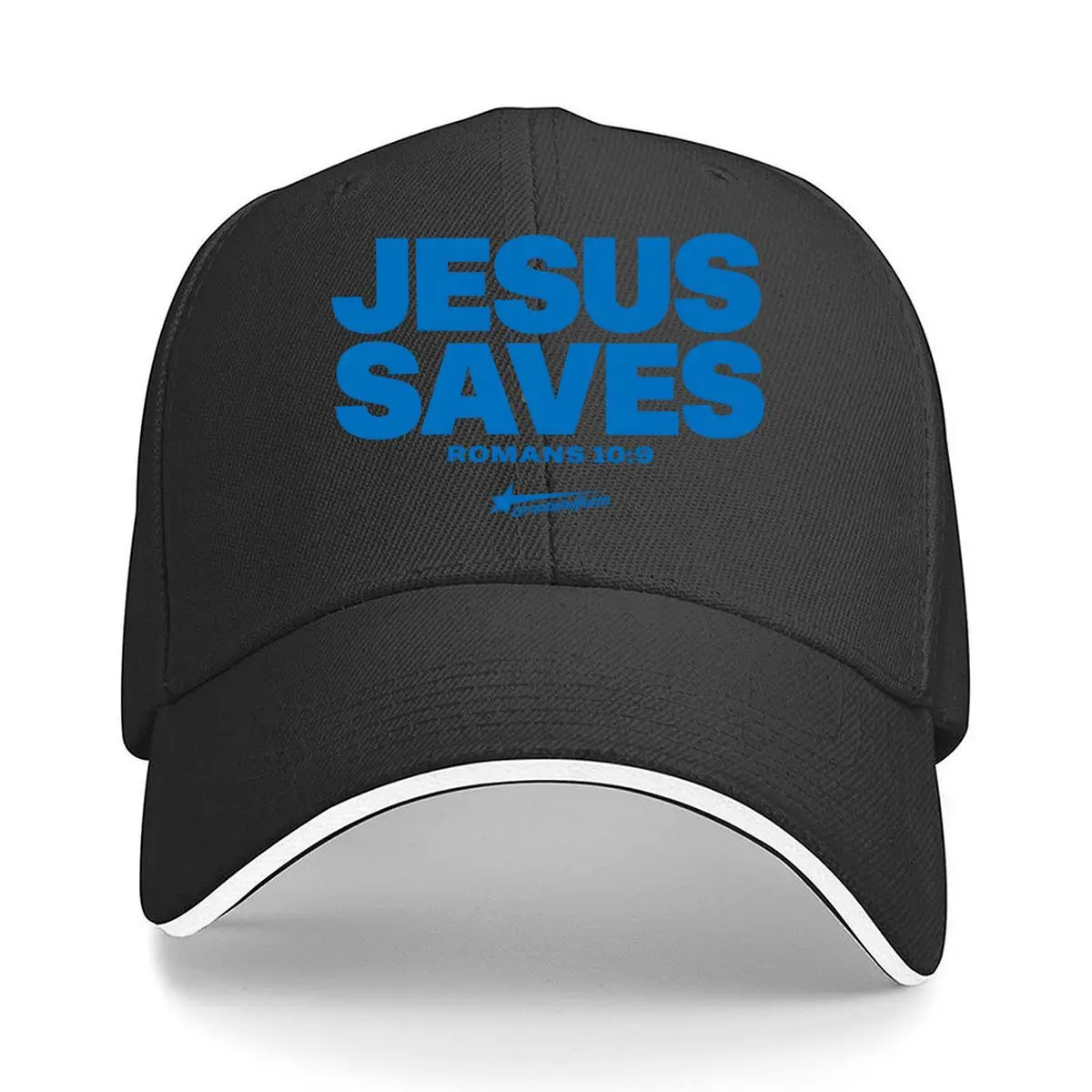 Jesus Saves Romans 10 9 Christian Bible Verse Bold Text Grateful Faith Graphic Sandwich Baseball Cap Outdoor Workouts Sun Hat