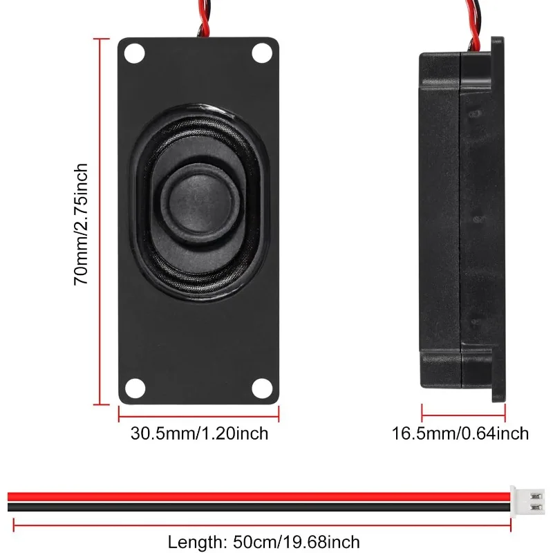 6Pcs Speakers 3W 8Ohm Mini Speaker 8ohm 3w Loundspeaker Micro Speaker with JST-PH2.0 Interface Compatible for Electronic Project