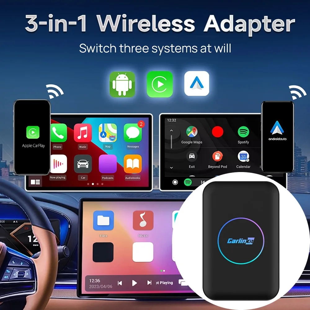 CarlinKit-Dual Wireless CarPlay, Android TV Box, Adaptador Automático, Multimídia Car, Smart AI Box, Vídeo Online, 5G WiFi, 2022