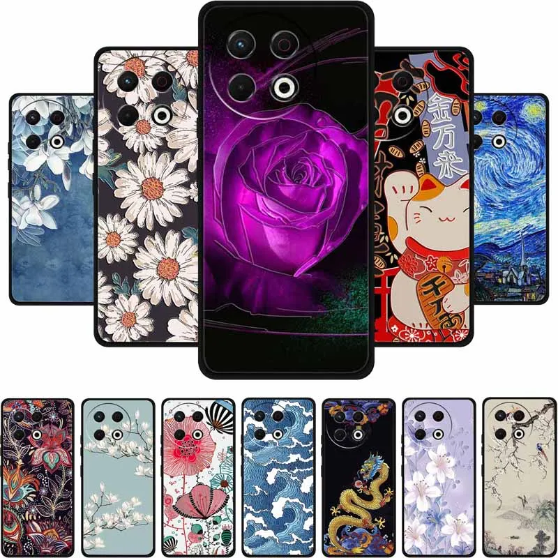 حافظة مزخرفة ثلاثية الأبعاد لهاتف Tecno Spark 30 Pro 4G 20 Pro Plus Pova 6 Neo 5G حافظة هاتف Spark30 Pro Coque Flowers غطاء خلفي ناعم من السيليكون