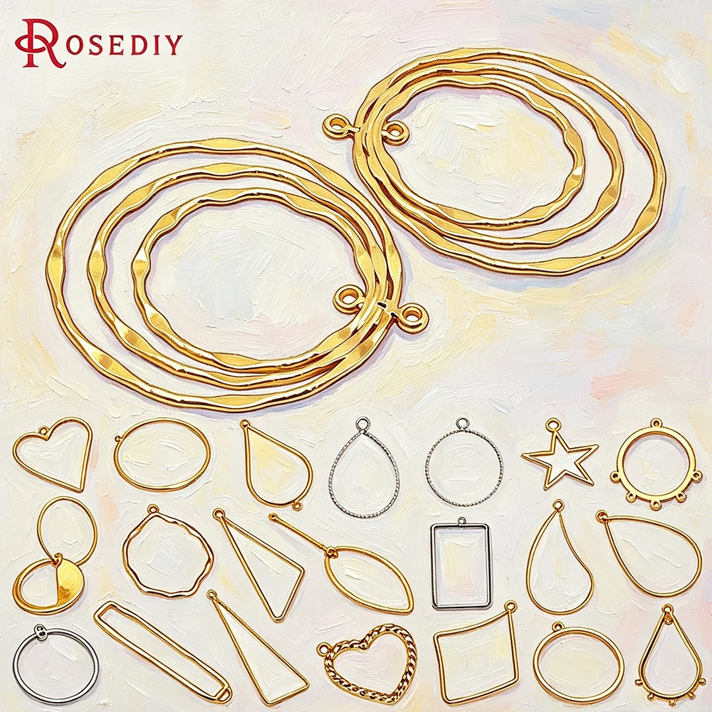 

18K Gold Color Circle Rectangle Heart Star Drop Shape Earrings Connector Charms High Quality Diy Jewelry Earrings Accessories