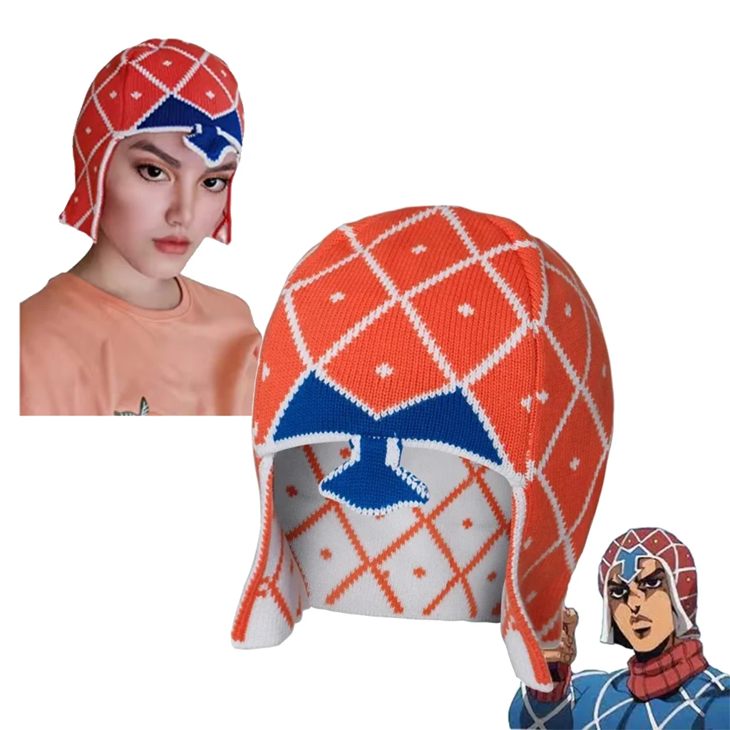 Anime japonês vento dourado guido mista cosplay chapéu unissex casual gorro de malha chapéu mista fantasia bonito chapéu quente para adulto