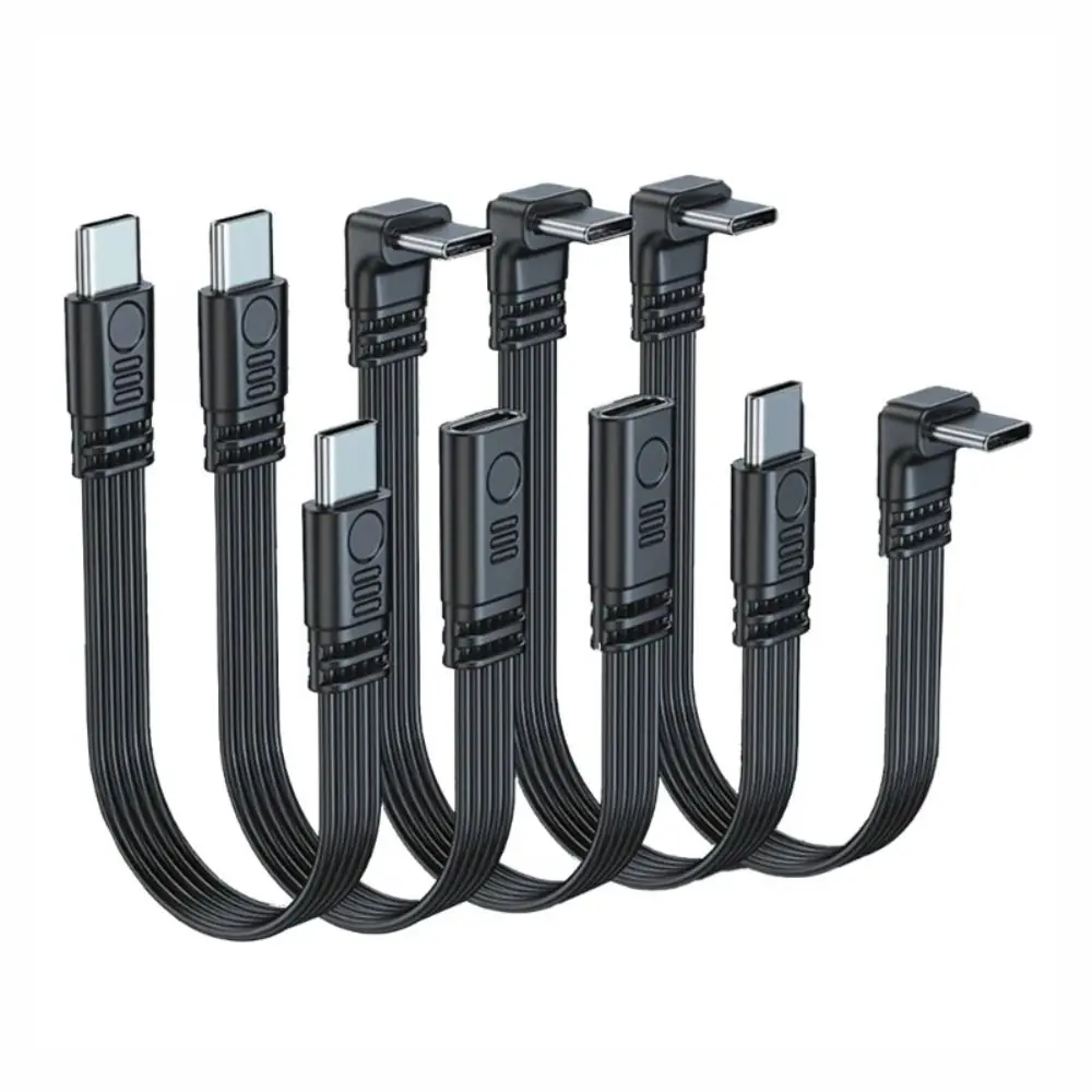 Type C to Type C USB C Extension Cable 90 Degree 45W Fast Charging Type C Extended Data Line L-shape Head Soft Line