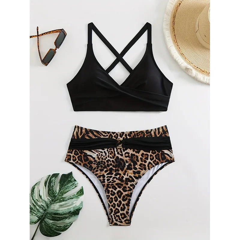 

Sexy Leopard Bikini 2025 Two Pieces Swimsuit Female Swimwear Women High Waist Bikinis Set Sports Swimming Beachwear Bathing Suit