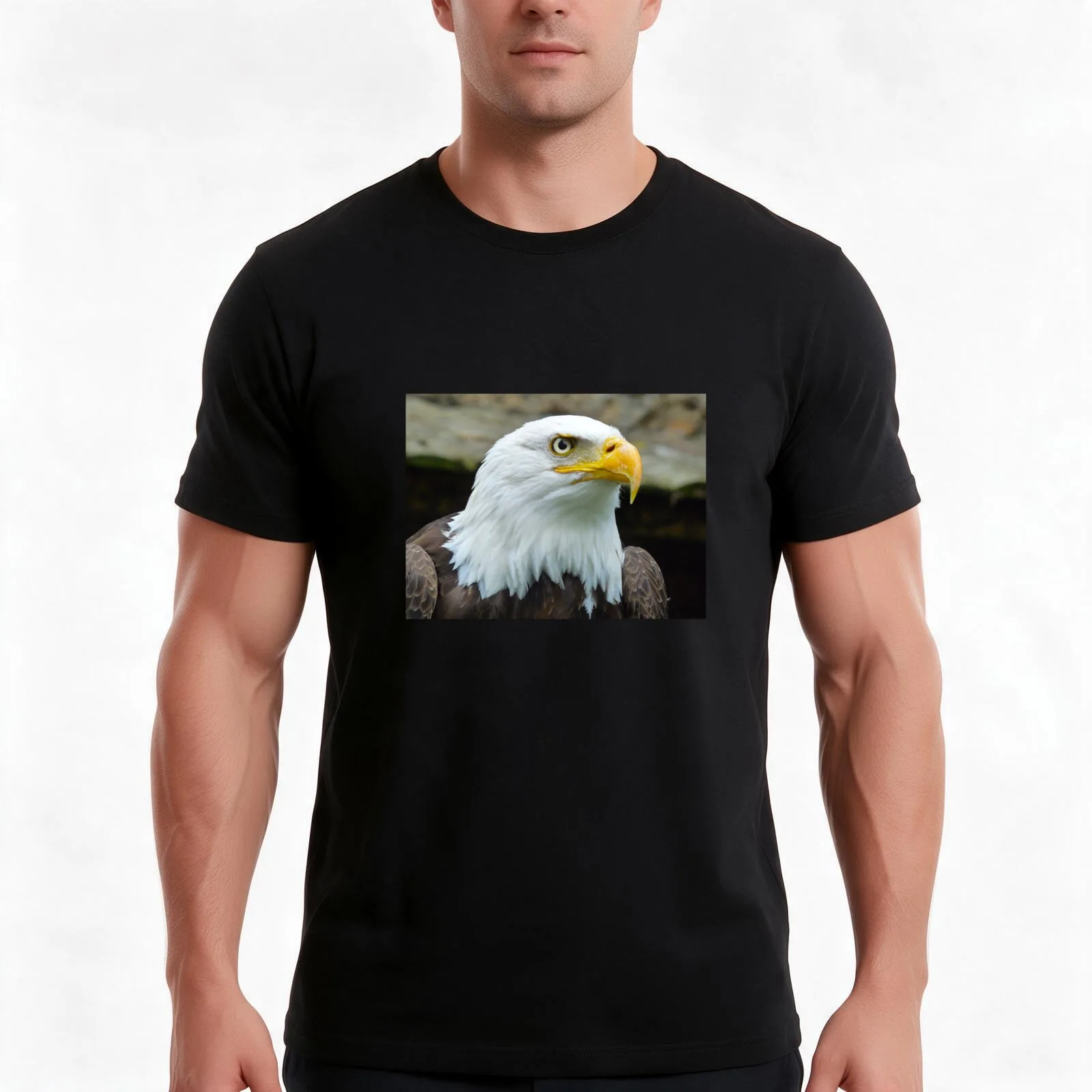 American Bald Eagle T-Shirt, Summer Casual Cotton Tee, Oversized Streetwear Tops, Vintage Graphic Print, Loose Fit Short Sleeve