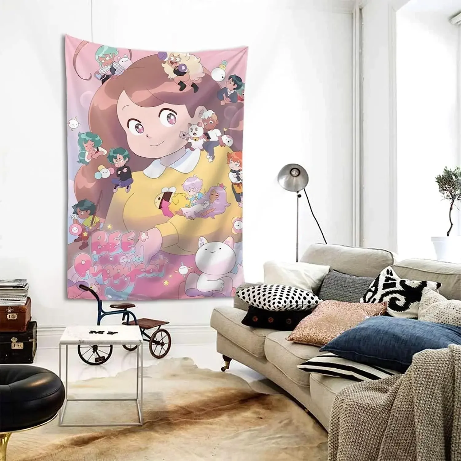 Anime Bee And Puppycat Tapestry Wall Hanging Bedroom Livingroom Wall Art Home Decor 60x40in