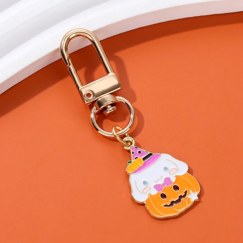Cute Halloween Pumpkin Little Devil Spider Cat Enamel Keychain Funny Style Little Pendants For Making Handmade DIY Jewelry