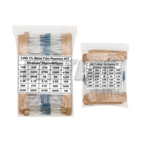 600pcs/Lot 300pcs/Lot 30 Values 1/4W Resistance 1% Metal Film Resistor Pack Assorted Kit 1K 10K 100K 1M 100 220 470 ohm