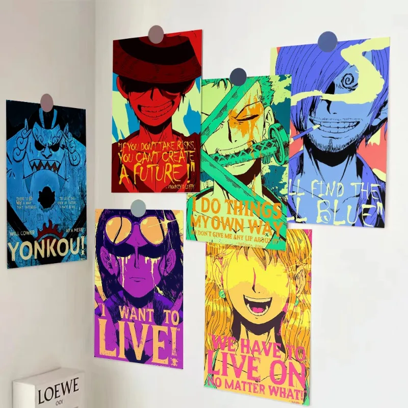 Anime One Piece Luffy Sauron Creative Retro Poster Wall Fashion Personalized Student Dormitory Bedroom Decoration Sticker