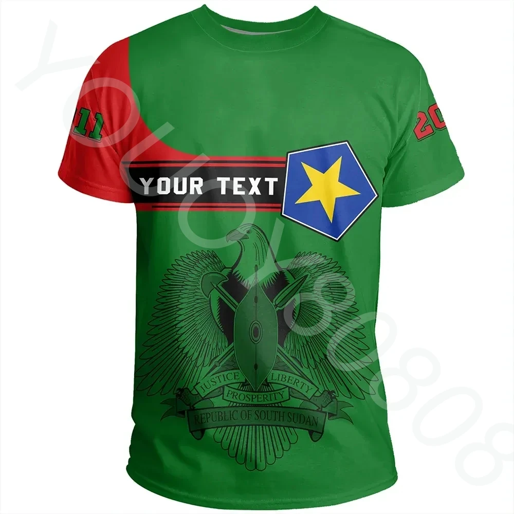 (Customized) African T-shirt-South Sudan Tee Pentagon style printed casual round neck T-shirt Harajuku street style T-shirt