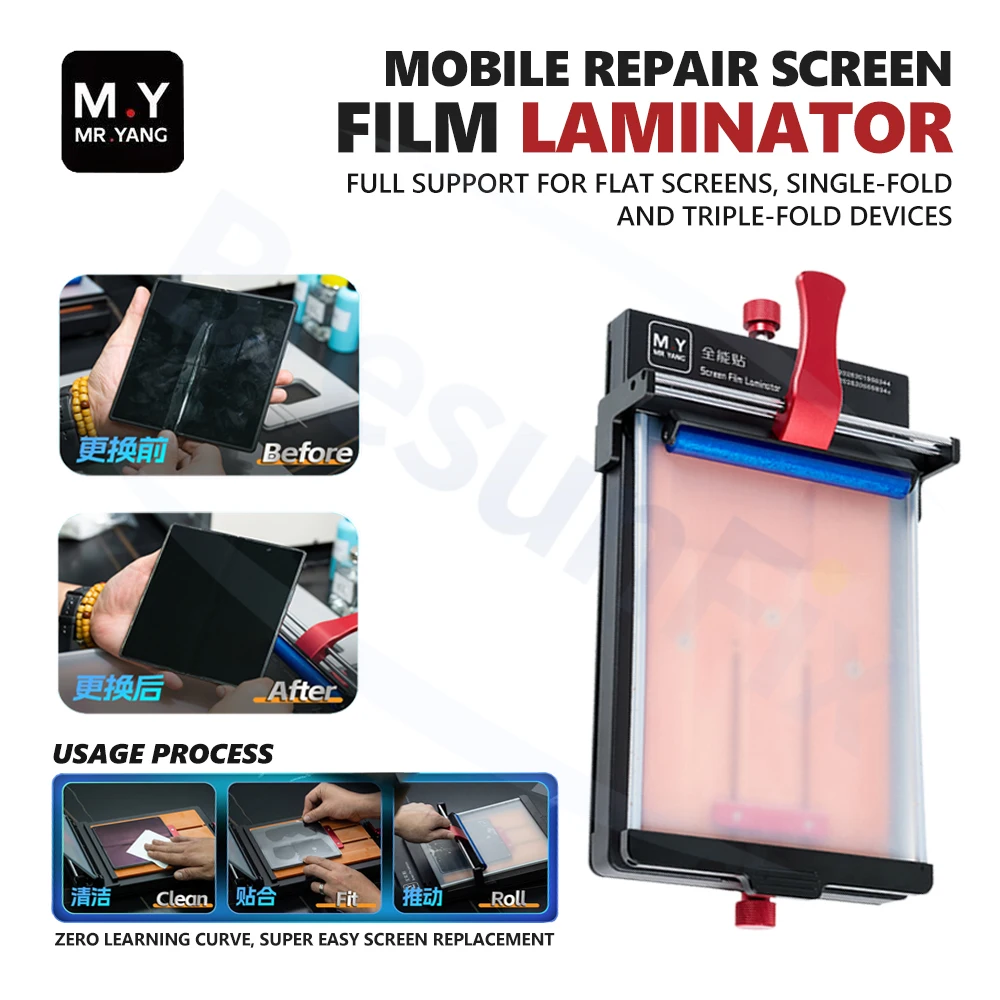MR.YANG Screen Film Laminator  for Smartphone Repair Screen Film Replacement Application Removal of Dust Air Bubbles Tool