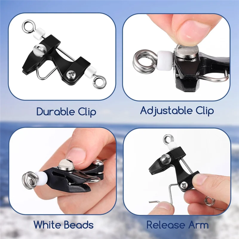 

ABKJ-6Pcs Outrigger Release Clips Downrigger Release Clips With Adjustable Tension Planer Board Clips Downrigger Fishing Kite