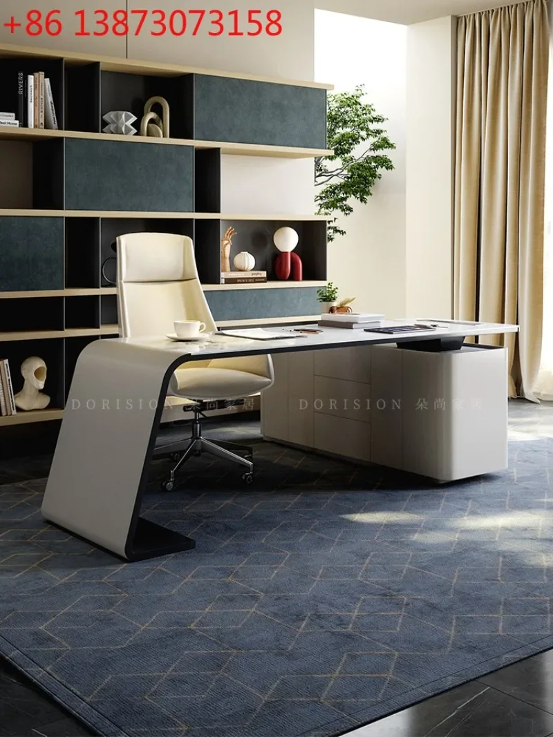 

Italian minimalist rock slab home with drawers simple modern study table
