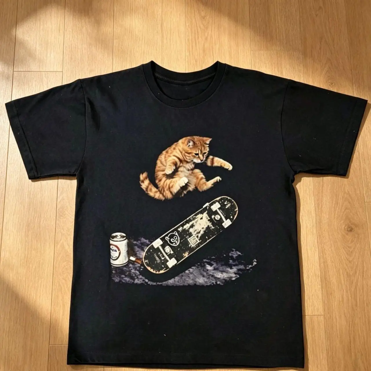 2026 Neues Sommer Y2K Dark Subculture Style Zombie-Katzen-Print T-Shirt mit Totenkopf- und Rosenmuster, Gothic Street Fashion Oberteil – Detail 5